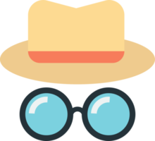ronde bril en top hoed illustratie in minimaal stijl png