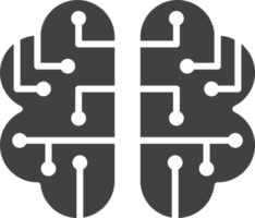 ilustração de cérebro e placa de circuito em estilo minimalista png