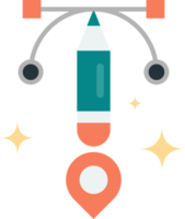 crayon avec illustration de fusée dans un style minimal png