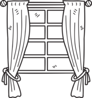 hand gezeichnetes fenster mit vorhangillustration png