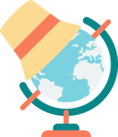 globe model and tourist hat illustration in minimal style png