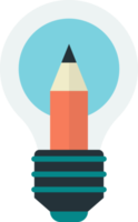 light bulb and pencil illustration in minimal style png