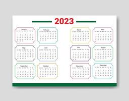 Plantilla de calendario 2023, plantilla de calendario limpia vector