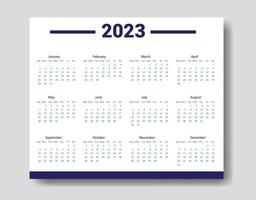 2023 calendar template, clean calendar template vector