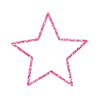 Hot Pink Star Glitter Outlined png