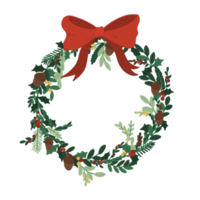 Christmas Wreath With Red Ribbon png