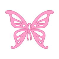 Pink Ribbon With Butterfly Wings png