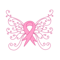Pink Ribbon With Butterfly Wings png