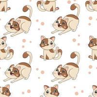 Seamless pattern with cute cartoon cats in funny poses for kids room decor vector