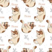 Seamless pattern with cute cartoon cats in funny poses are playing for kids room decor vector