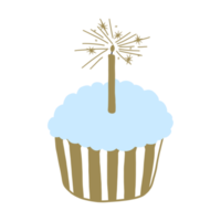 cupcake d'anniversaire bleu avec bougie png