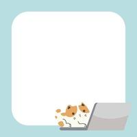 Cute cat on notebook with frame vector