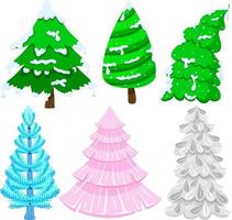christmas tree vector set with snow artificial christmas tree spruce tree holiday season