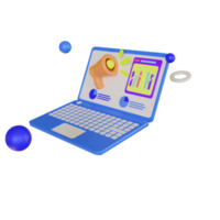 3d laptop met digitaal afzet 3d illustratie png