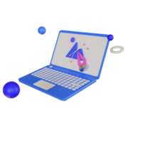 3d laptop met grafisch ontwerp 3d illustratie png