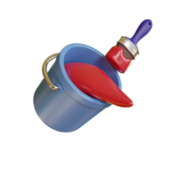 3d paint bucket and brush icon png