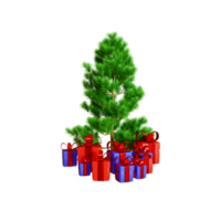 Merry Christmas 3d tree and gift box illustration png