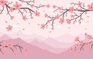 Peach Blossom in The Mountain vector