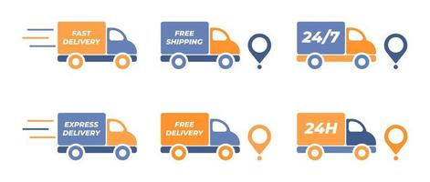 Fast shipping delivery truck icon set. Delivery truck icon. Fast delivery vector