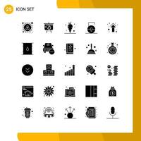 25 Thematic Vector Solid Glyphs and Editable Symbols of arrows security carrot protect key Editable Vector Design Elements