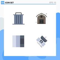 4 Thematic Vector Flat Icons and Editable Symbols of delete wireframe remove barn broadcasting Editable Vector Design Elements