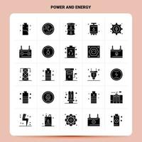 Solid 25 Power And Energy Icon set. Vector Glyph Style Design Black Icons Set. Web and Mobile Business ideas design Vector Illustration.