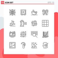 Set of 16 Modern UI Icons Symbols Signs for business food secure dessert food Editable Vector Design Elements