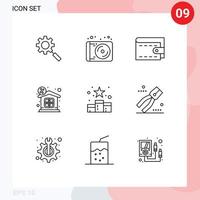 Modern Set of 9 Outlines and symbols such as rating media cash property finance Editable Vector Design Elements