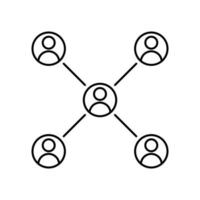 Connecting people network, teamwork icon in line style design isolated on white background. Editable stroke. vector