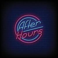 Neon Sign after hours with brick wall background vector