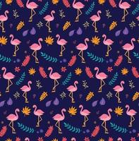 summer flamingo seamless pattern vector set