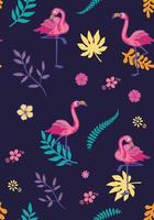 summer flamingo pattern vector set