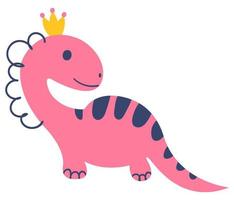 Dino girl. Cute hand drawn dinosaur. White background, isolate. Vector illustration.