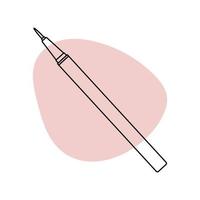 Eyeliner in the style of line art with colored spots. vector illustration