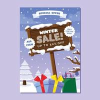 Winter Sale Poster in Flat Design Style vector