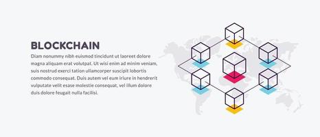 Block chain banner with copy space, AI, Big data, machine learning, innovation and technology concept, Digtital marketing for future money investment, Minimal flat line illustration design vector