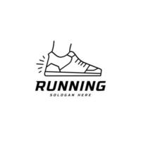 logotipo del símbolo de la zapatilla de correr, plantilla de tipo de registro del torneo de maratón. fitness, atleta entrenando para el símbolo de la vida, icono del zapato vector