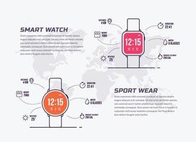 Smart watch background with copy space, Sport gadget for Fitness, Athlete training for healthy life, Minimal flat line illustration design vector