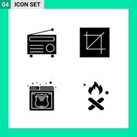 Pack of 4 Solid Style Icon Set. Glyph Symbols for print. Creative Signs Isolated on White Background. 4 Icon Set. vector