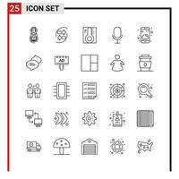 25 General Icons for website design print and mobile apps. 25 Outline Symbols Signs Isolated on White Background. 25 Icon Pack. vector