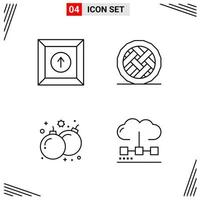 4 Icons Line Style. Grid Based Creative Outline Symbols for Website Design. Simple Line Icon Signs Isolated on White Background. 4 Icon Set. vector