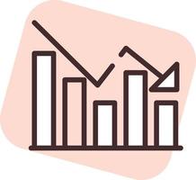Chart decrease, icon, vector on white background.