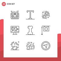 Universal Icon Symbols Group of 9 Modern Outlines of human anatomy supermarket increase designing tool Editable Vector Design Elements