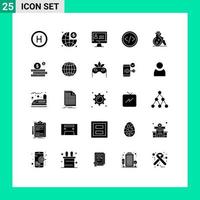 Set of 25 Commercial Solid Glyphs pack for test flask internet web development Editable Vector Design Elements