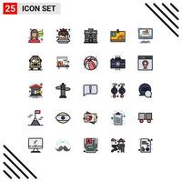 Universal Icon Symbols Group of 25 Modern Filled line Flat Colors of software editor building computer pass Editable Vector Design Elements