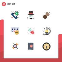 Mobile Interface Flat Color Set of 9 Pictograms of keyboard gadget fathers devices food Editable Vector Design Elements