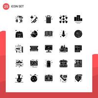 25 Universal Solid Glyphs Set for Web and Mobile Applications sport wedding basket valentines day decoration Editable Vector Design Elements