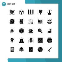 Pack of 25 creative Solid Glyphs of laboratory chemical cypress color paint Editable Vector Design Elements