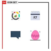 Set of 4 Modern UI Icons Symbols Signs for analytics message analysis date egg Editable Vector Design Elements