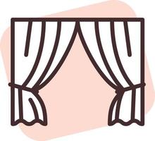 Home textile decorative curtain, icon, vector on white background.